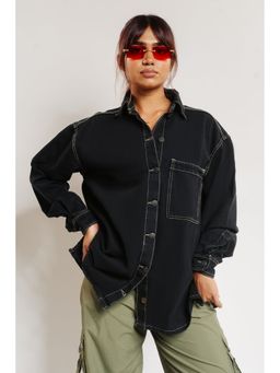 FREAKINS - Contrast Oversized Black Jacket