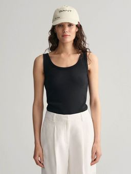 GANT - Women Black Solid Scoop Neck Sleeveless Vest Top