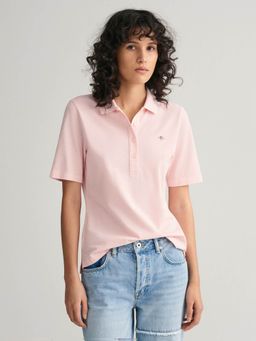 GANT - Women Pink Solid Polo Short Sleeves T-Shirt