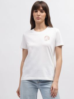 GANT - Women White Solid Round Neck Short Sleeves T-Shirt