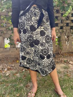 Label Tanvee - Beige Black Midi Skirt