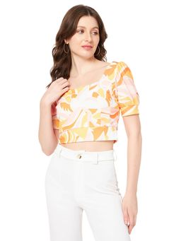 Madame - Women Printed Square Neck Crop Top
