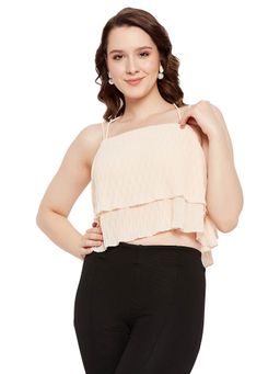 Madame - Women Self Design Shoulder Straps Crop Top