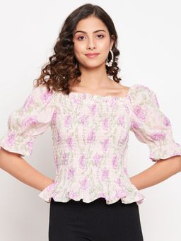 Madame - Women Printed Square Neck Top