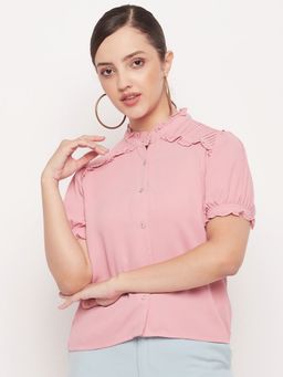 Madame - Women Solid Shirt Collar Top