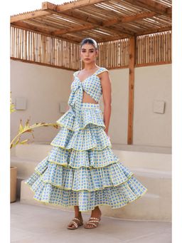 Moonstruck - Green Checkered Print Bustier with Layered Ruffle Skirt (Set of 2)