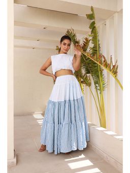 Moonstruck - Shaded Blue Maxi Skirt with Crop Top (Set of 2)