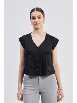 Reistor - Deep V-Neck Short Shirt In Black