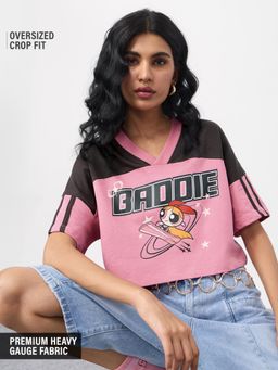 The Souled Store - Official Powerpuff Girls: Baddie Women Oversized Pink T-Shirts