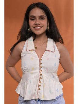 Tanoti - Aira Halter White Shirt