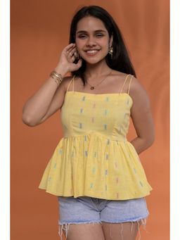 Tanoti - Raha Peplum Yellow Top