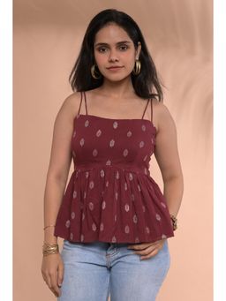 Tanoti - Raha Peplum Maroon Top