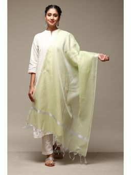 Biba - Lime Green Cotton Blend Yarndyed Dupatta