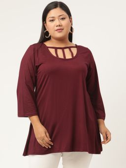 theRebelinme - Plus Size Women Purple Color Solid Regular Top