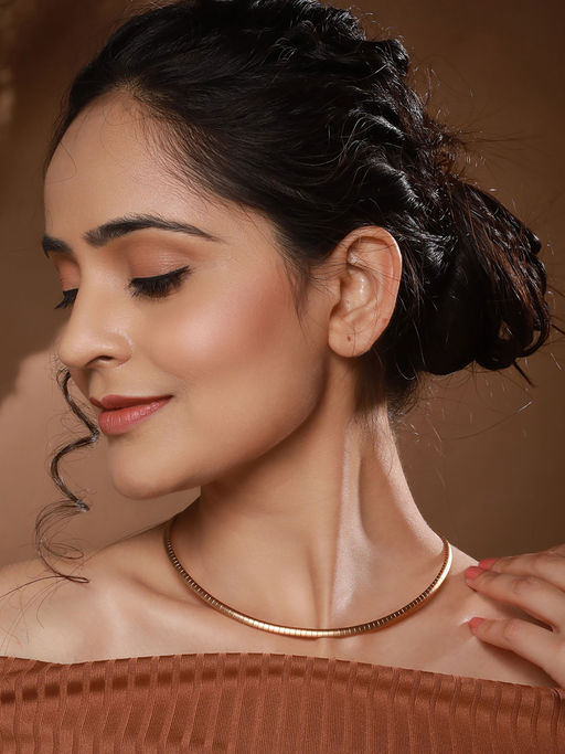 Saraf RS Jewellery Anti-Tarnish Matt Gold Plated Snake Minima Collar Chain and Necklace