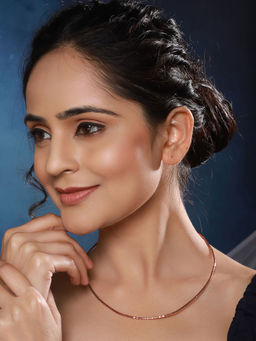 Saraf RS Jewellery - Anti-Tarnish Rose Gold Plated Minimal Snake Collar Chain and Necklace