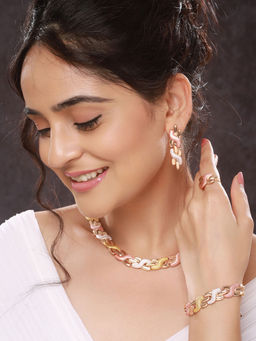 Saraf RS Jewellery - Rose Gold Plated Link Combo Jewellery Set