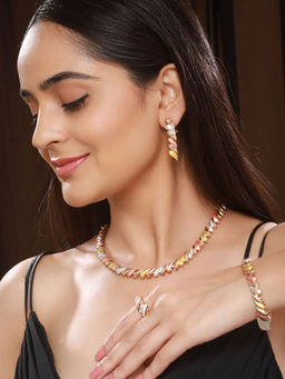 Saraf RS Jewellery - 18K Gold Plated Choker Chunky Statement Combo Jewellery Set