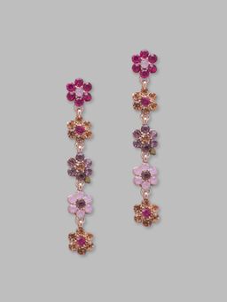 Globus - Rose Gold Plated Floral Drop Earring-3619572001