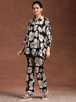 Libas - Black and White Floral Printed Co-Ord (Set of 2)