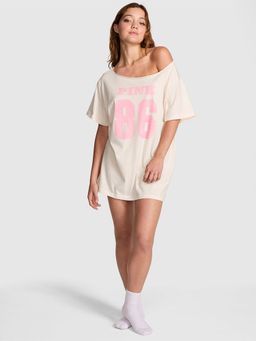 Victoria's Secret - Pink Campus Cotton Off-The-Shoulder T-Shirt