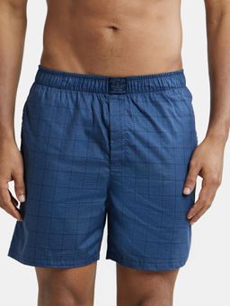 Jockey - HG18 Men Tencel Lyocell Cotton Checkered Boxer Shorts - Poseidon