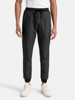 Jockey - UM57 Men Super Combed Cotton Rich Slim Fit Jogger with Zipper Pockets - Black