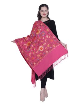 SWI STYLISH - Pink Aari Embroidered Kashmiri Stole