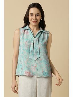 Allen Solly - Women Light Blue Printed Casual Top
