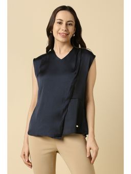 Allen Solly - Women Navy Blue Solid Formal Top