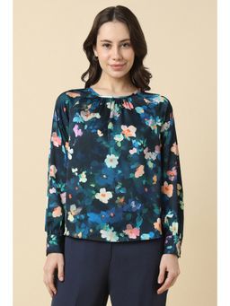 Allen Solly - Women Navy Blue Print Formal Top