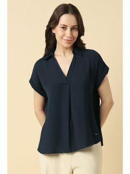 Allen Solly - Women Navy Blue Solid Formal Top