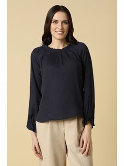 Allen Solly - Women Navy Blue Textured Formal Top