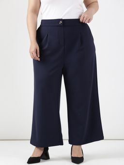THE PINK MOON - Navy Blue Scuba Crepe Korean Pant