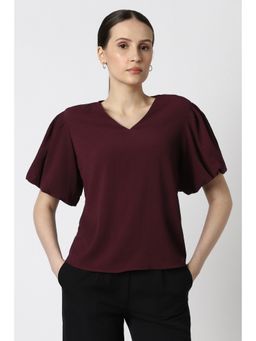 Van Heusen - Women Maroon Solid Casual Top