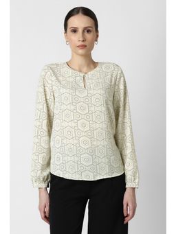 Van Heusen - Women Cream Print Formal Top