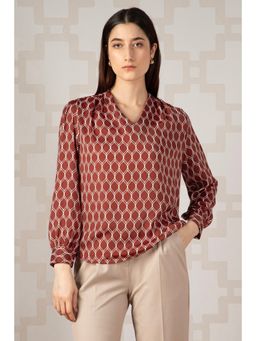 Van Heusen - Women Maroon Print Formal Top
