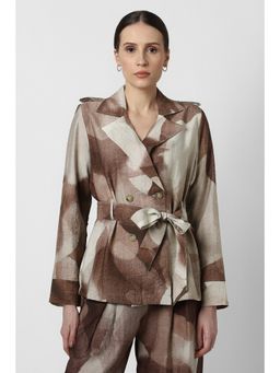 Van Heusen - Women Brown Print Casual Top with Belt