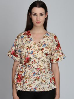 Dodo & Moa - Women's Floral Top and Belt (Set of 2)