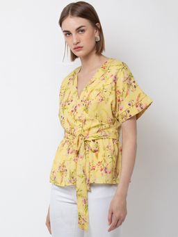 Dodo & Moa - Women's Floral Top and Belt (Set of 2)