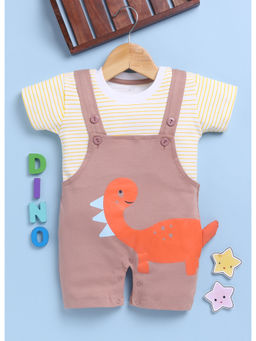 Toonyport - Kids Mauve Printed Cotton Dungaree with T-Shirt (Set of 2)