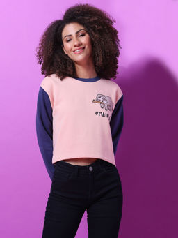 Campus Sutra - Pink Women Printed Casual Sweatshirts