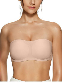Rheal Curve - Women Nude Non-Slip Silicone Grip Bandeau Tube Bra