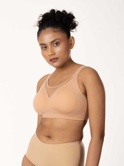 Shapercult - Women Beige Skyn Sheer Padded T-shirt Bra