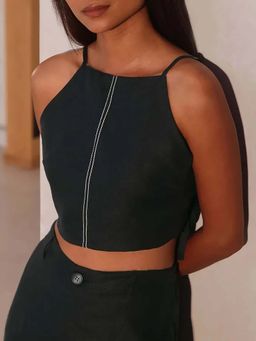B Label - Black Mellow Tie Up Top