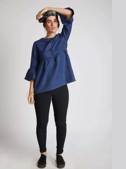B Label - Navy Relaxed Fit Bridge Gathered Shirt