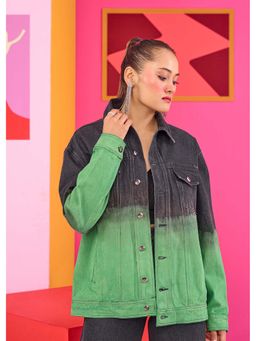 The Clothing Factory - Emily In Paris: Black Green Ombre Denim Jacket