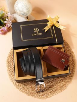 ZEVORA - Men Accessory Reversiable Belt and Wallet Gift Set-Black