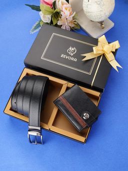 ZEVORA - Men Accessory Reversiable Belt and Wallet Gift Set-Black