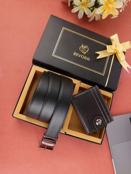ZEVORA - Men Accessory Reversiable Belt and Wallet Gift Set-Black